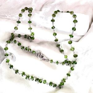 Russian Diopside Necklace • Sterling Silver • Heart-Healing Green Magic